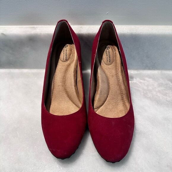 Giani Bernini Memory Foam Tavetti Pumps Dark Red Suede Shoes Size 6.5M - Picture 2 of 7